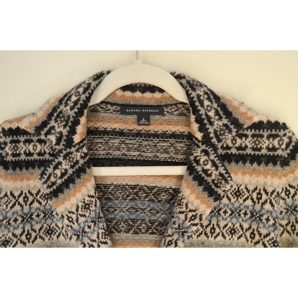 Banana Republic Wool Fair Isle Cardigan Jacket Size X Small - Picture 2 of 4
